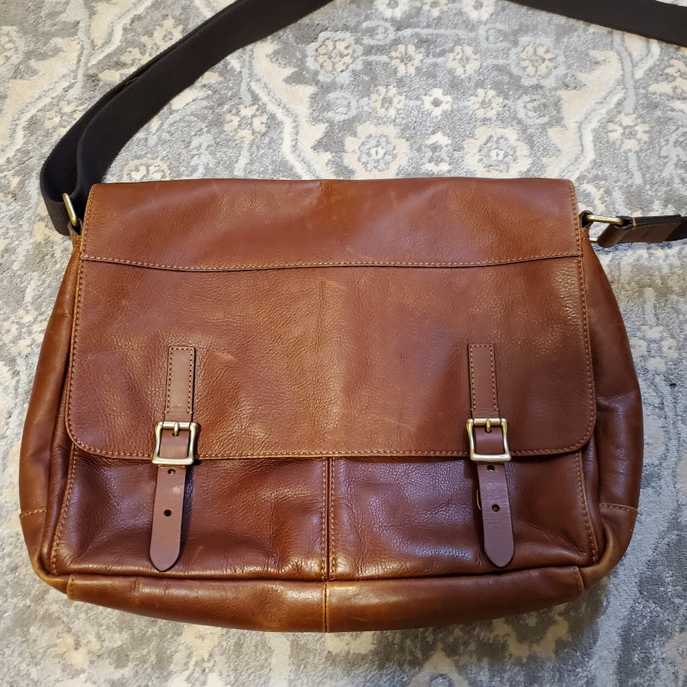Mens Brown Fossil Messenger Bag